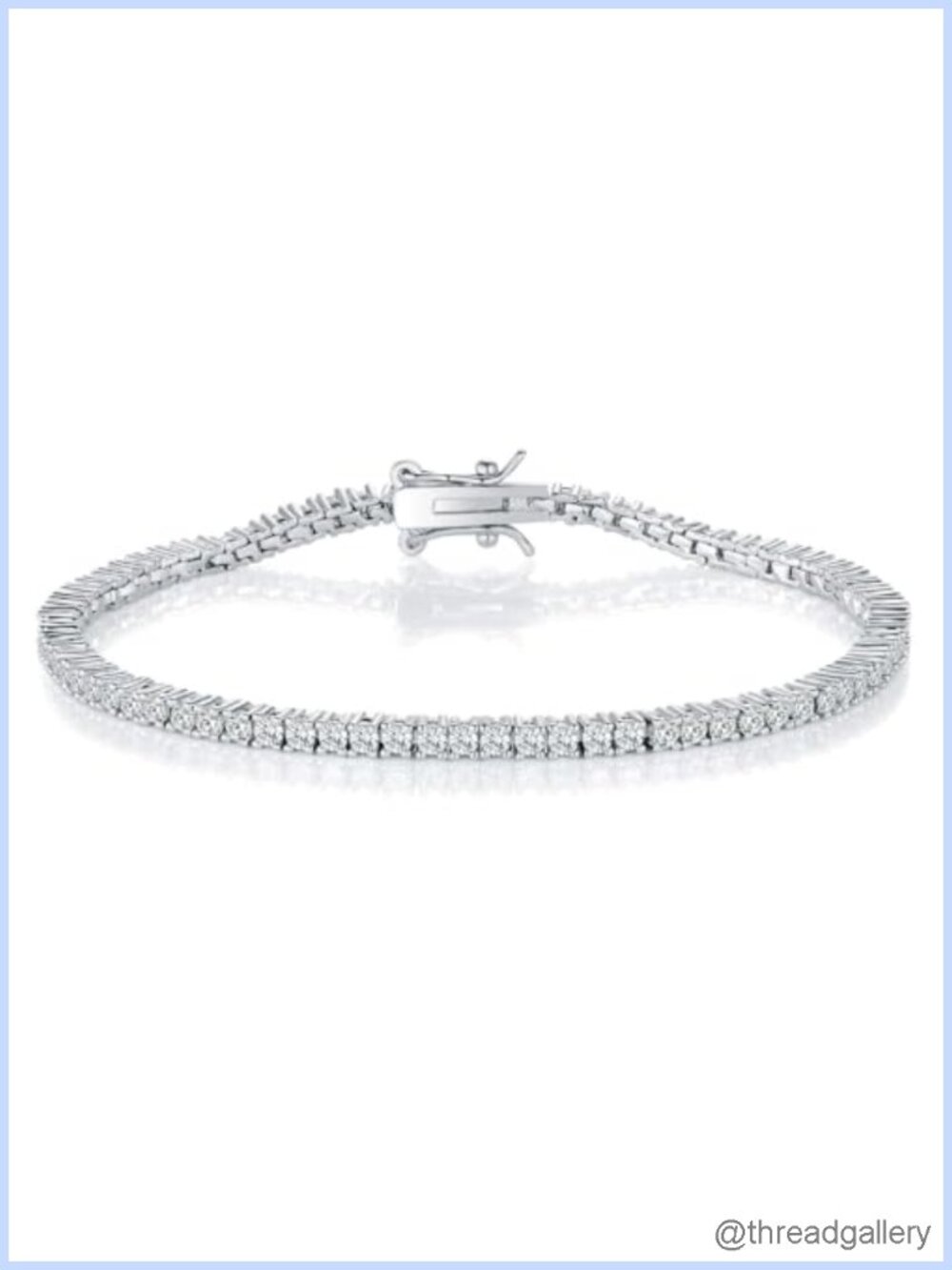 18K White Gold Plated Tennis Bracelet 2mm Cubic Zirconia Classic Bracelet
